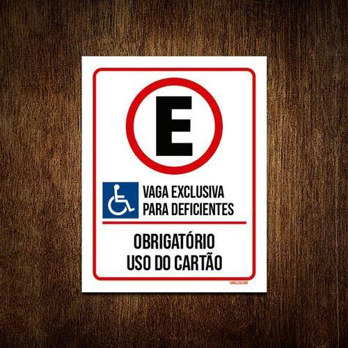 Imagem de Placa Vaga Exclusiva Deficientes Obrigatório Cartão 27x35