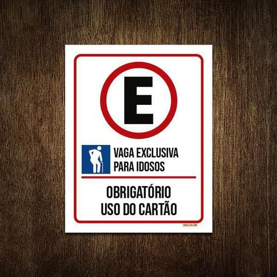 Imagem de Placa Vaga Exclusiva Idosos Obrigatório Cartão 27X35