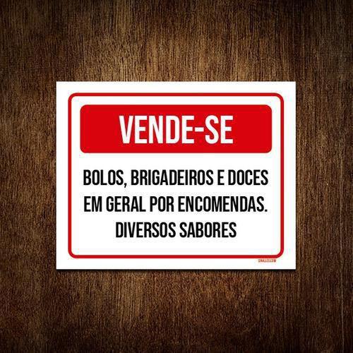 Imagem de Placa Vende-Se Bolos Brigadeiros Doces Encomendas 36X46