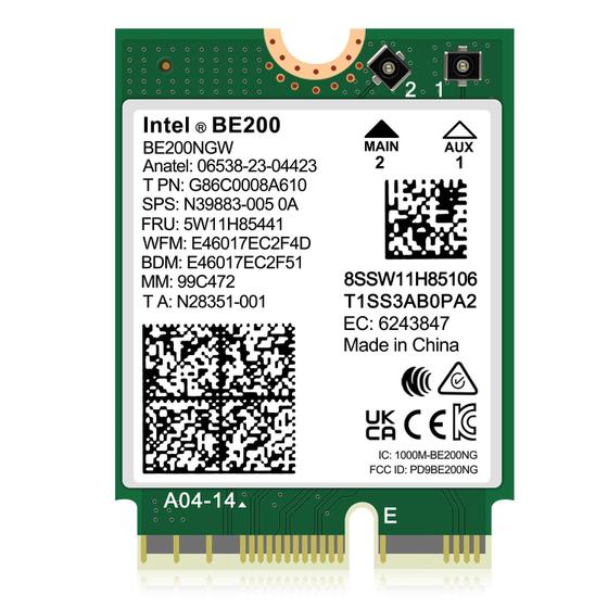 Imagem de Placa WiFi 7 GigaPlus Intel BE200NGW - Sem Fio, 5800Mbps