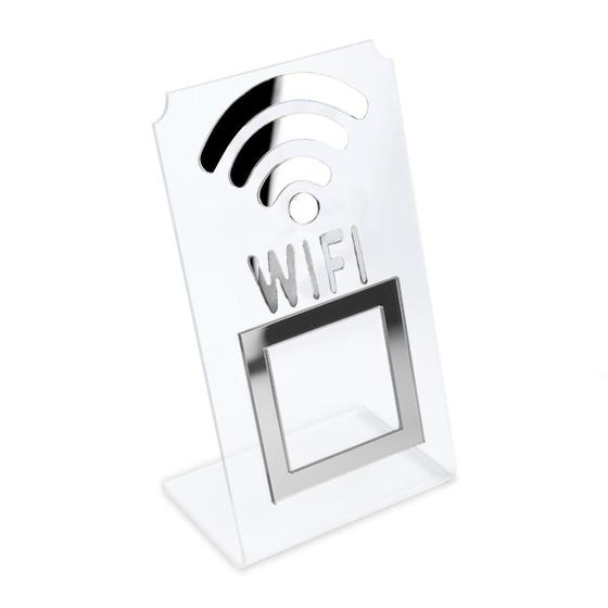 Imagem de Placa Wifi Qr Code Display Acrílico Mesa Balcão Transparente