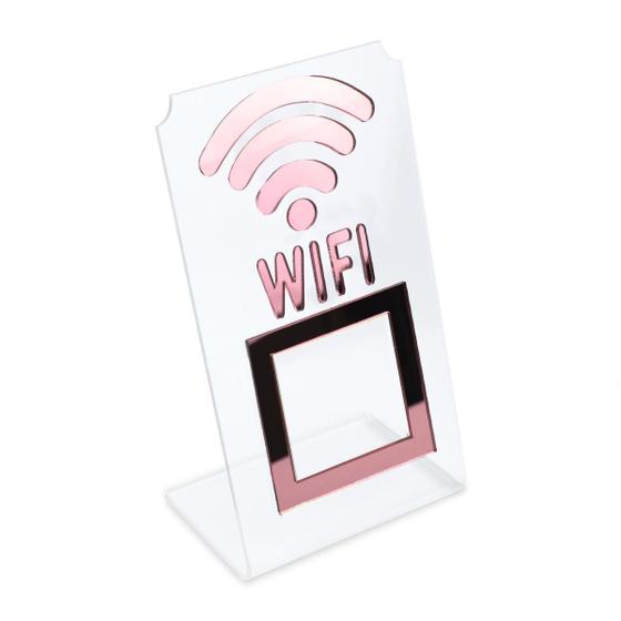 Imagem de Placa Wifi Qr Code Display Acrílico Mesa Balcão Transparente
