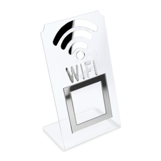 Imagem de Placa Wifi Qr Code Display Acrílico Mesa Balcão Transparente