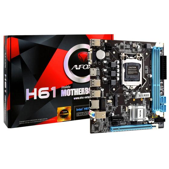 Imagem de PlacaMae AFOX H61-MA2-V6 LGA1155 DDR3 Lan 1000mbs M-ATX