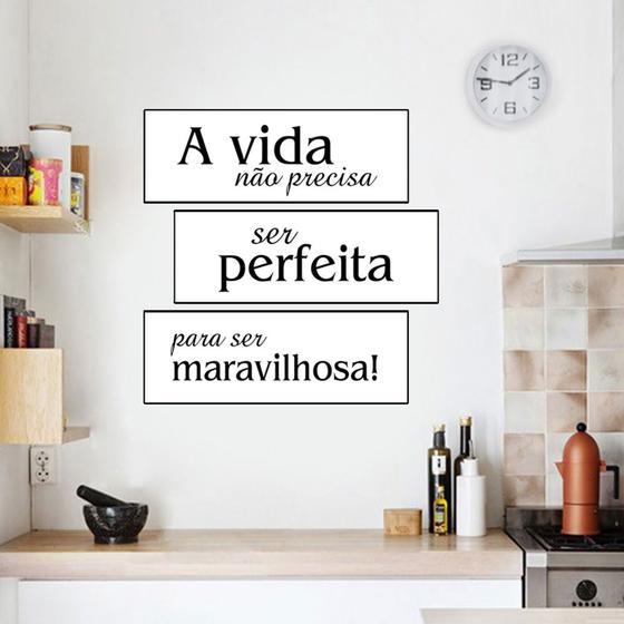 Imagem de Placas Decorativas Frase A Vida Não Precisa 15x45cm 3 Peças M3