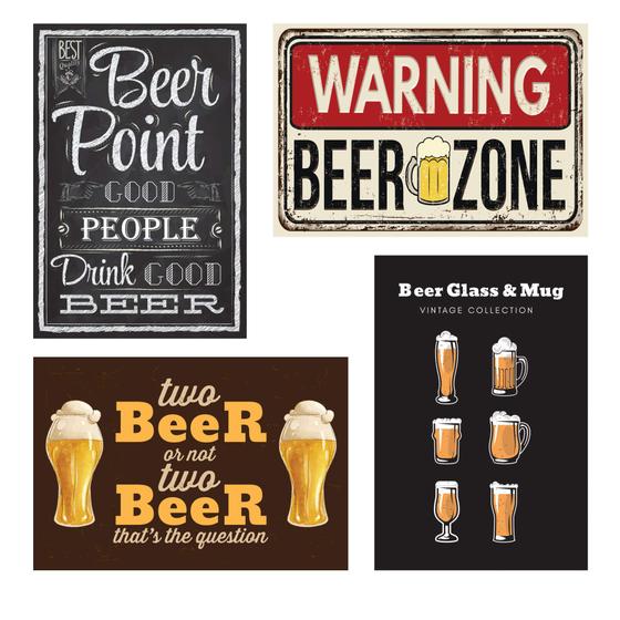 Placas Decorativas Frases Cerveja 20x30cm Kit 4un - Quartinhos Imagem de Placas Decorativas Frases Cerveja 20x30cm Kit 4un