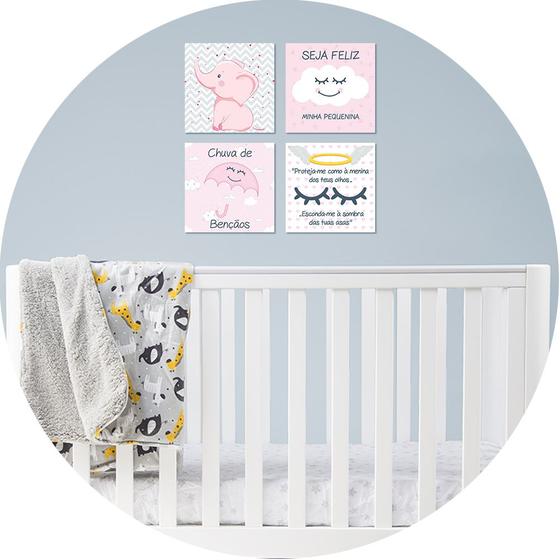 Imagem de Placas Decorativas Infantil  Bebê Menina e Menino Kit 4