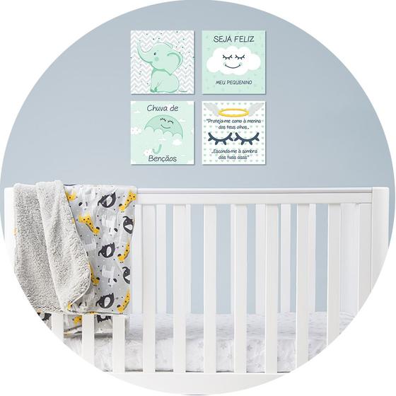 Imagem de Placas Decorativas Infantil  Bebê Menina e Menino Kit 4