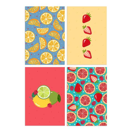 Imagem de Placas Decorativas MDF Frutas Cítricas 20x30cm Kit 4un