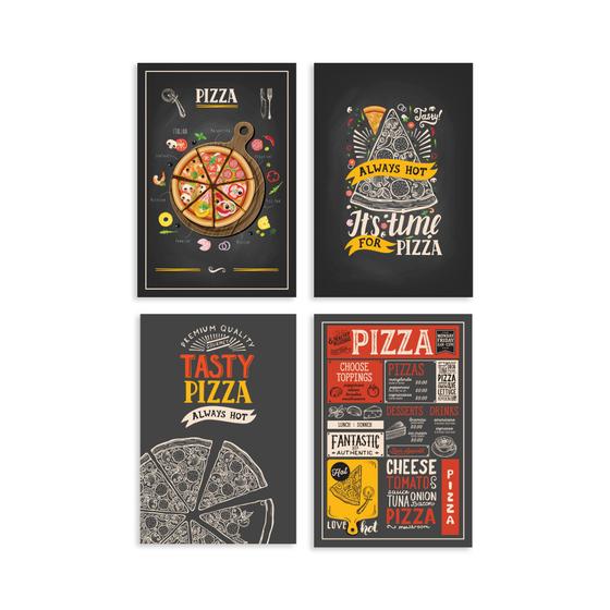 Imagem de Placas Decorativas MDF Pizzas Diversas 30x40cm Kit 4un