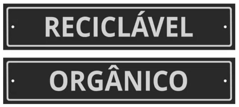 Imagem de Placas Indicativas de Lixo Reciclável e Orgânico em Alumínio - 25x5cm