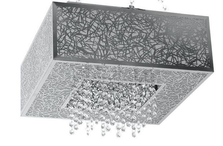 Imagem de Plafon Apolo Inox Quadrado Com Cristal Para Led 40 X 40 Cm