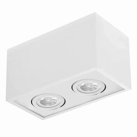 Imagem de Plafon Box Grid Retangular Branco 16Cm 2 Lampadas mr16 Usina