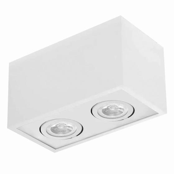 Imagem de Plafon Box Grid Retangular Branco 16Cm 2 Lampadas mr16 Usina