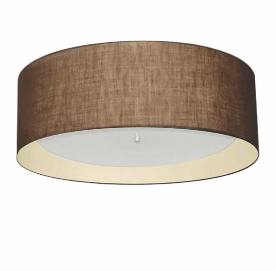 Imagem de Plafon Cilíndrico Md-3008 Cúpula em Duplo Tecido 60x25cm Café / Bege - Bivolt