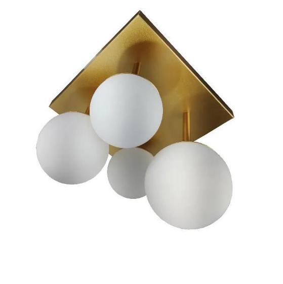 Plafon Jabuticaba Dourado 4 Vidros Globo Menor preço em Plafon Jabuticaba Dourado 4 Vidros Globo