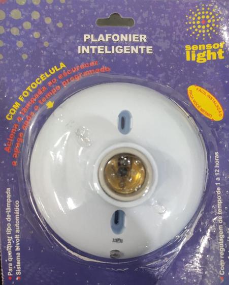 Imagem de Plafon Lampada Com Sensor Fotocelula Temporizado Soquete E27