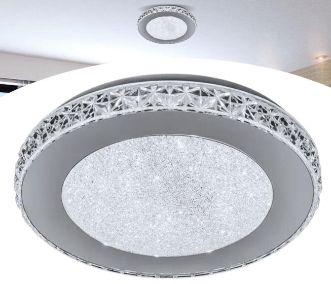 Imagem de Plafon Led 12W Luminária Redonda 28cm De Sobrepor Em Acrilico Brilhante Branco Frio 6000K 110V 220V P/ Sala Estar Cozinha Quarto Corredor