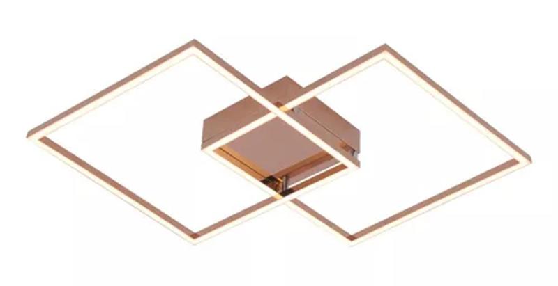 Imagem de Plafon Led 2 Quadros Metal Rosê 38w 3000k 60x60x8cm Bivolt