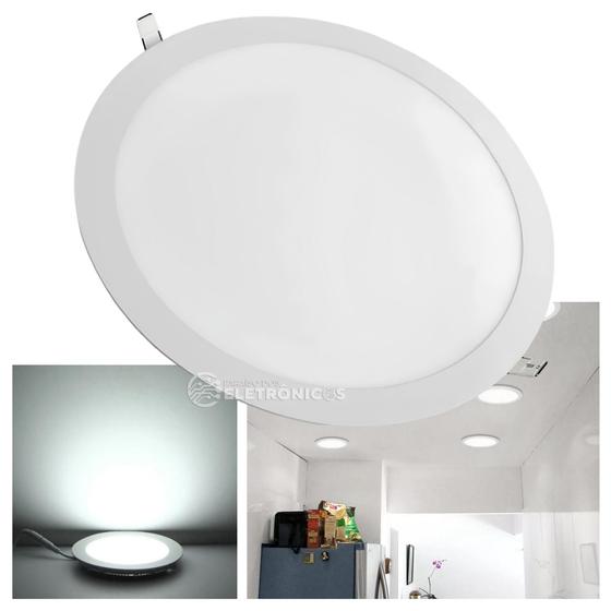 Imagem de Plafon Led Branco Frio 6500K Potência 24W Redondo Para Embutir Painel Bivolt 60024
