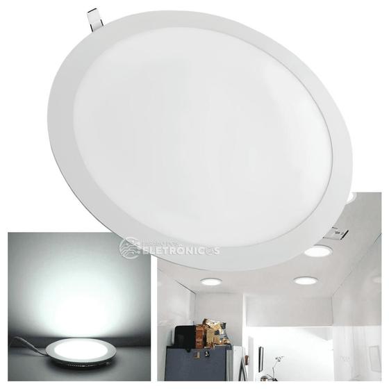 Imagem de Plafon Led Branco Frio 6500K Potência 24W Redondo Para Embutir Painel Bivolt 60024