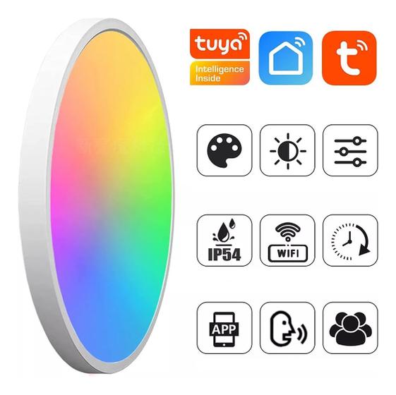 Imagem de Plafon Led Casa Inteligente RGB Smart Wi-fi Painel Embutir Sobrepor APP 127v