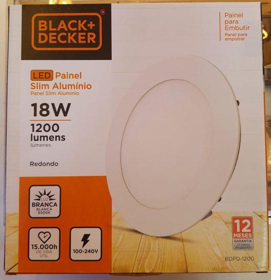 Imagem de Plafon LED de Embutir Redondo 18W - Black+Decker Slim Branco
