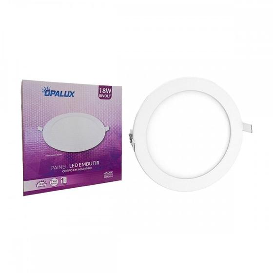 Imagem de Plafon Led Embutir Opalux Redondo 18W. 6500K. Bivolt Branco