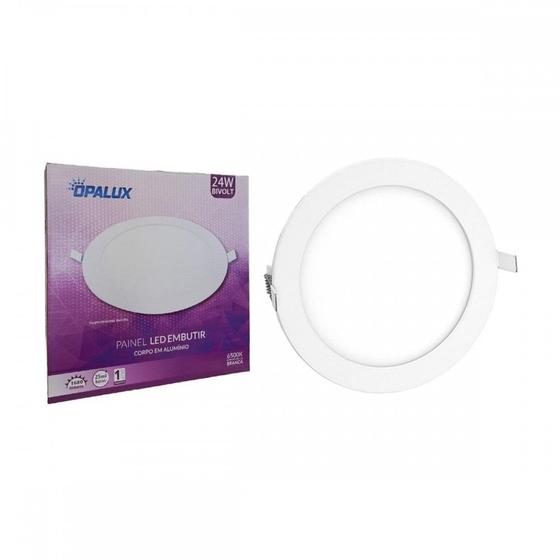 Imagem de Plafon Led Embutir Opalux Redondo 24W. 6500K. Bivolt Branco