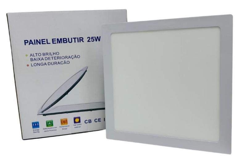 Imagem de Plafon Led Painel Ilumimax 25w Quadrado Embutir Branco Frio 6500k 30cm x 30cm Para Gesso Teto