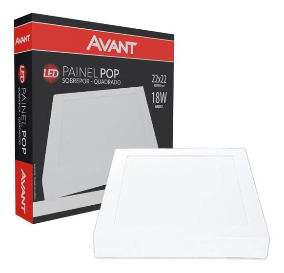 Plafon Led Quadrado 18w Painel Sobrepor Slim Avant Original Menor preço em Plafon Led Quadrado 18w Painel Sobrepor Slim Avant Original