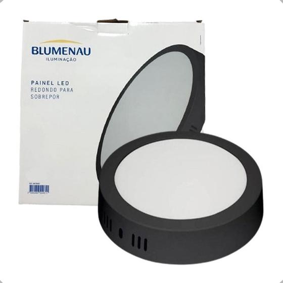 Imagem de Plafon Led Redondo Preto Sobrepor 12w 3000k Blumenau