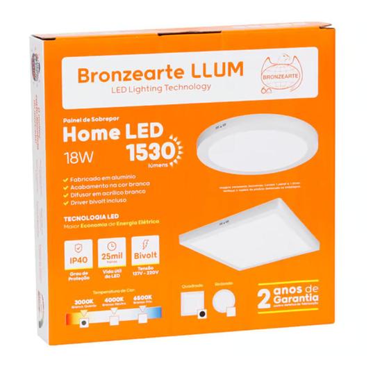 Imagem de Plafon LED Sobrepor Quadrado 18w 3000k Bronzearte