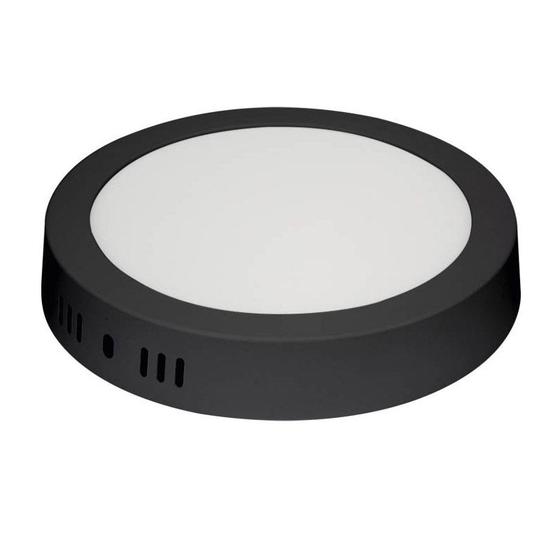 Imagem de Plafon Led Sobrepor Redondo Preto Branco Quente 12w 17x17