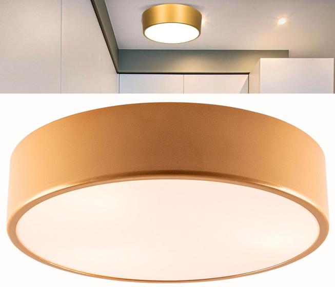 Imagem de Plafon Luminaria Sobrepor Teto Redondo Dourado 32cm Moderno Estilo Sushi Para 4 Lâmpadas E27 Sala de Estar Jantar Quarto Cozinha