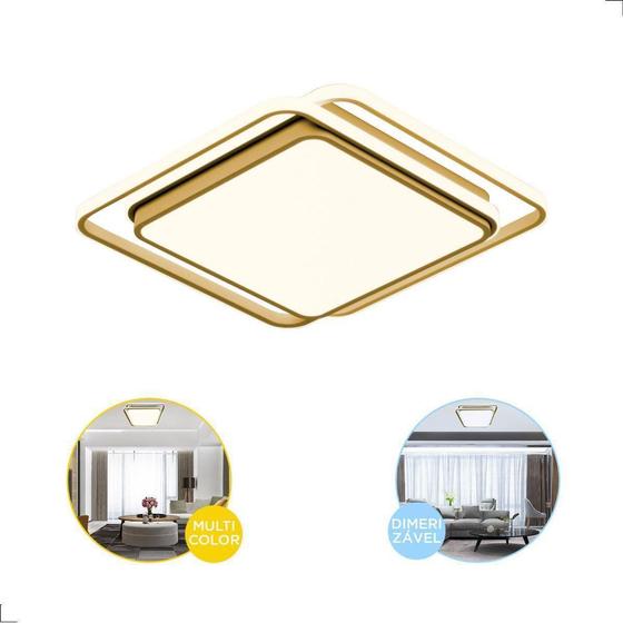 Imagem de Plafon Moderno Led Gold Multicolor Com Controle Dimmer 72W - Opus