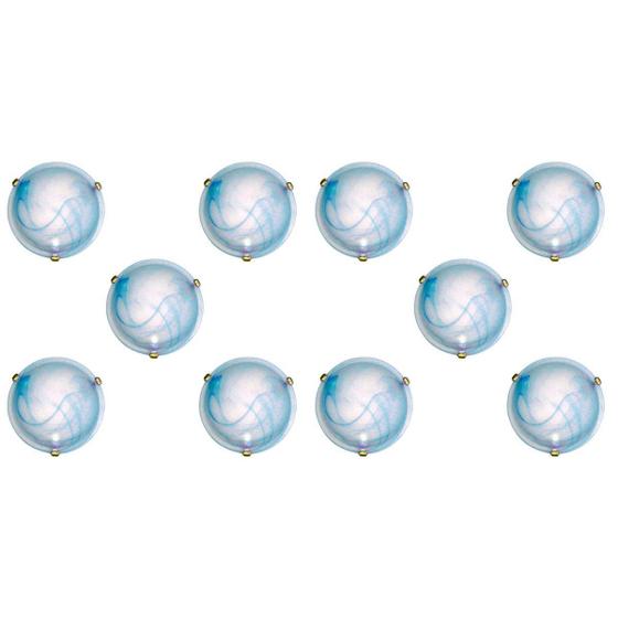 Plafon Murano Vidro 30cm 2 Lampadas E-27 Max 60w Cor Azul Com Garra Dourada 10 Unidades Menor preço em Plafon Murano Vidro 30cm 2 Lampadas E-27 Max 60w Cor Azul Com Garra Dourada 10 Unidades