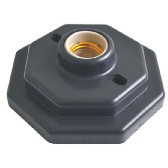 Imagem de Plafon octagonal com soquete e27 sobrepor preto- gazplast