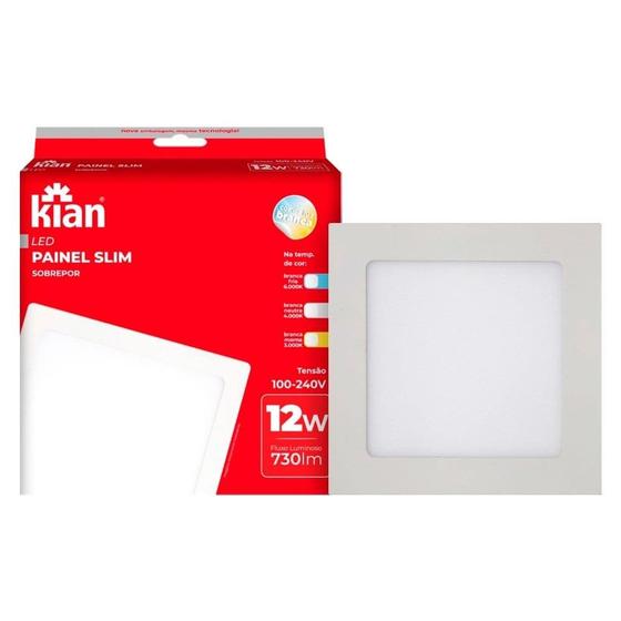 Imagem de Plafon Painel Kian Led Quadrado 17,2cm Sobrepor 12W Slim 6000K