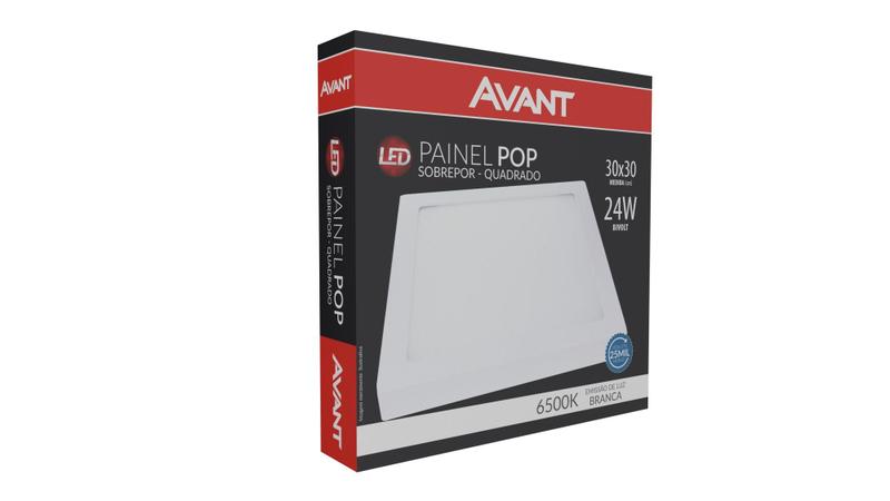 Imagem de Plafon Painel Led 24W Sobrepor Quadrado Alumínio 6500K Bivolt Branco Frio Avant