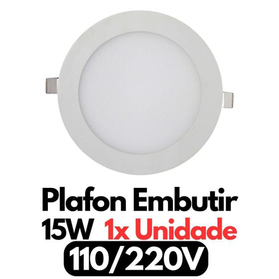 Imagem de Plafon Painel Led Embutir Redondo 11 Àrea Sala Teto Moderna Interna Quarto 15w Led BivoltSlim Luminária Bordas Luminaria Super 17cm Luminario 1ª Linha