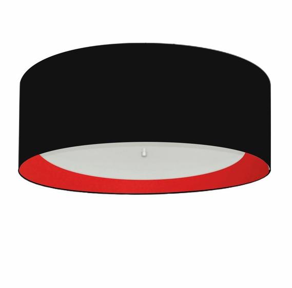 Imagem de Plafon Para Quarto Cilíndrico SQ-3008 Cúpula Cor Preto Vermelho