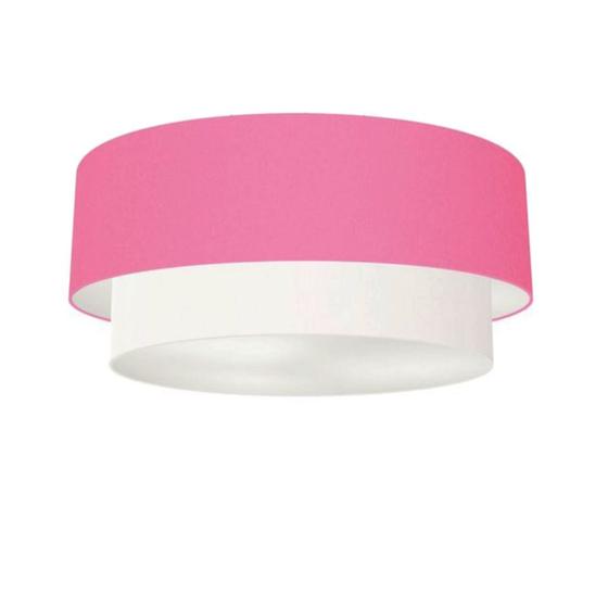 Imagem de Plafon Para Sala de Jantar Cilíndrico SJ-3021 Cúpula Cor Rosa Bebê Branco