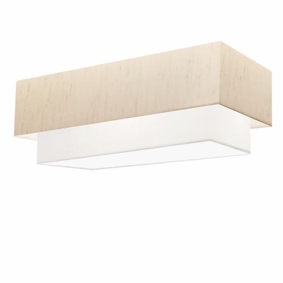 Imagem de Plafon Para Sala Retangular SL-3044 Cúpula Cor Linho Bege Branco