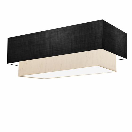 Imagem de Plafon Para Sala Retangular SL-3044 Cúpula Cor Preto Linho Bege