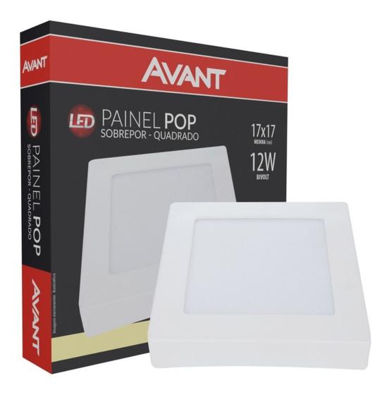 Imagem de Plafon Pop Sobrepor 17x17cm Avant 12W 4000K Bivolt Luz Neutra - Quadrado