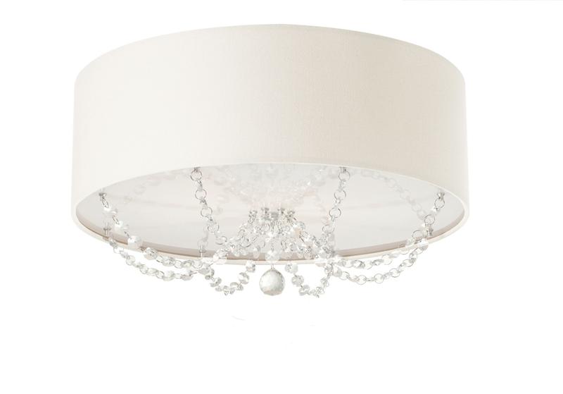 Imagem de Plafon Princesa Cúpula Em Tecido Com Cristal 40x15 Branco