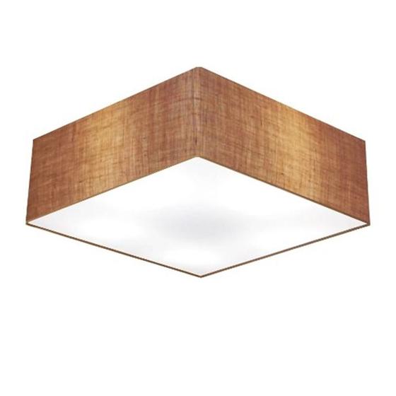 Imagem de Plafon Quadrado Md-3056 Cúpula em Tecido 15/70x70cm Palha - Bivolt