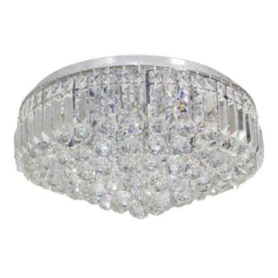 Imagem de Plafon redondo kri hu1104 bella iluminação com cristal transparente 54cmx26cm para 9 lampadas g9 9xg9 