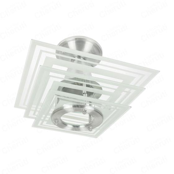 Imagem de Plafon Saturno quadrado para 1 lâmpada Vidro transparente Decorado